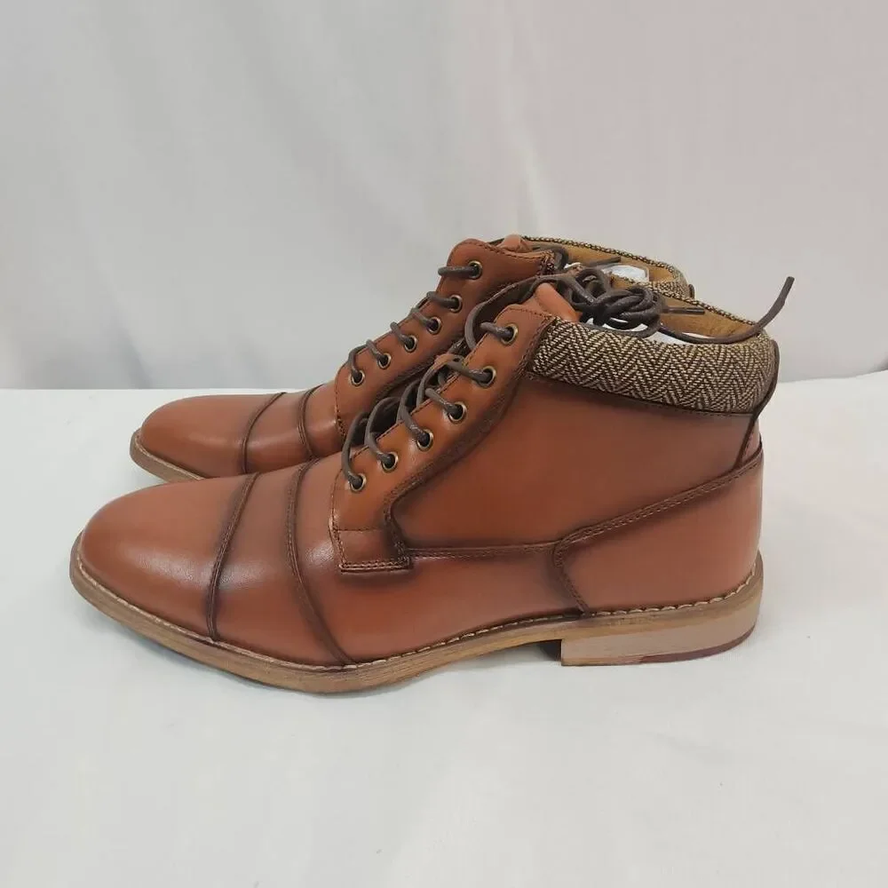 ArcBrothers Size 10.5 Mens Dress Boots Genuine Leather Classic Brogue Style Oxfo